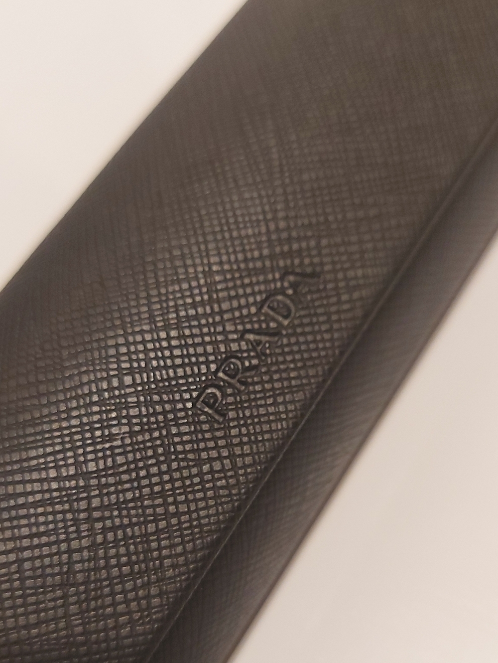 Prada Black Textured Saffiano Glasses Case